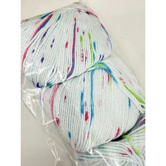 COPY - 3 Premier Cotton Sprout Speckles Yarn 100% Cotton CANDY White Pink Purpl… - Picture 5 of 7